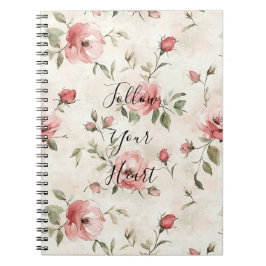 Caderno Espiral Rosas Cor-de-Rosa Floral
