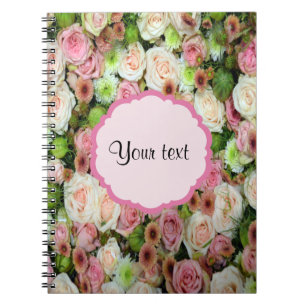 Caderno Espiral Rosas & crisântemos cor-de-rosa