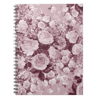 Caderno Espiral Rosas De Chá: Padrão De Buquê De Aquarela.