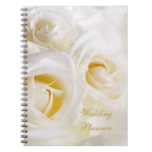 Caderno Espiral Rosas de creme brancos que Wedding o planejador