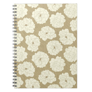 Caderno Espiral Rosas de creme no bege do Ouro - padrão perfeito.