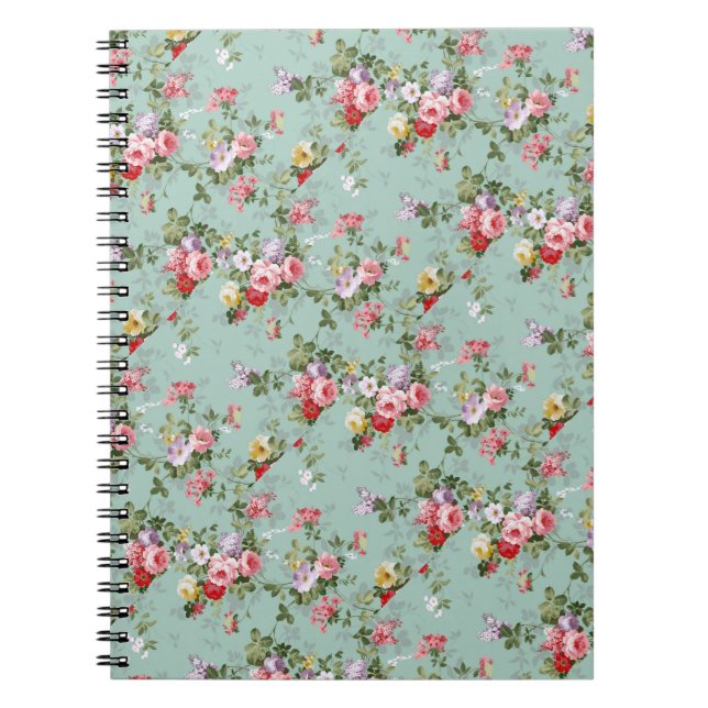 Caderno Espiral Rosas de repolho no azul pálido (Frente)