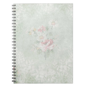 Caderno Espiral Rosas desvanecidos Design de Vintage