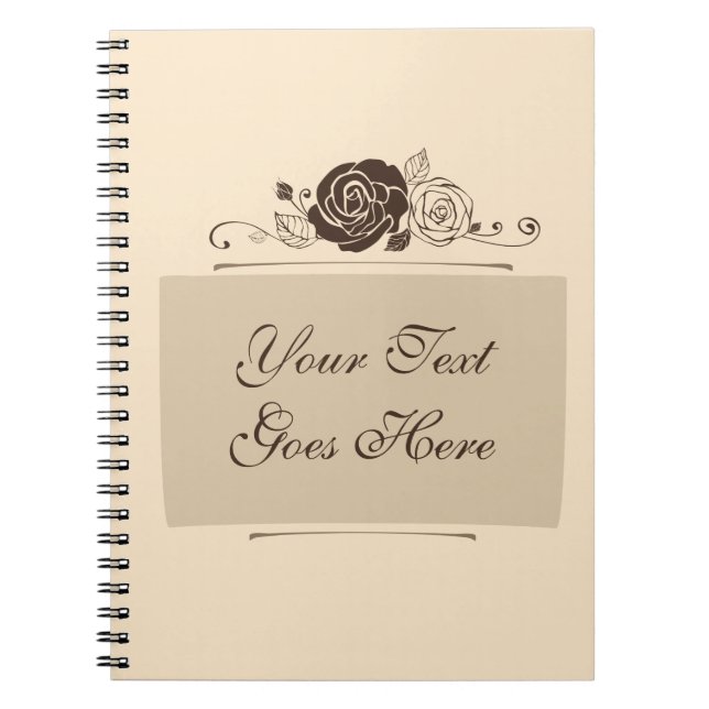 Caderno Espiral Rosas do creme e de café que coordenam presentes (Frente)