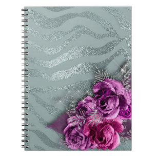 Caderno Espiral Rosas e tiras de tigres de fiação