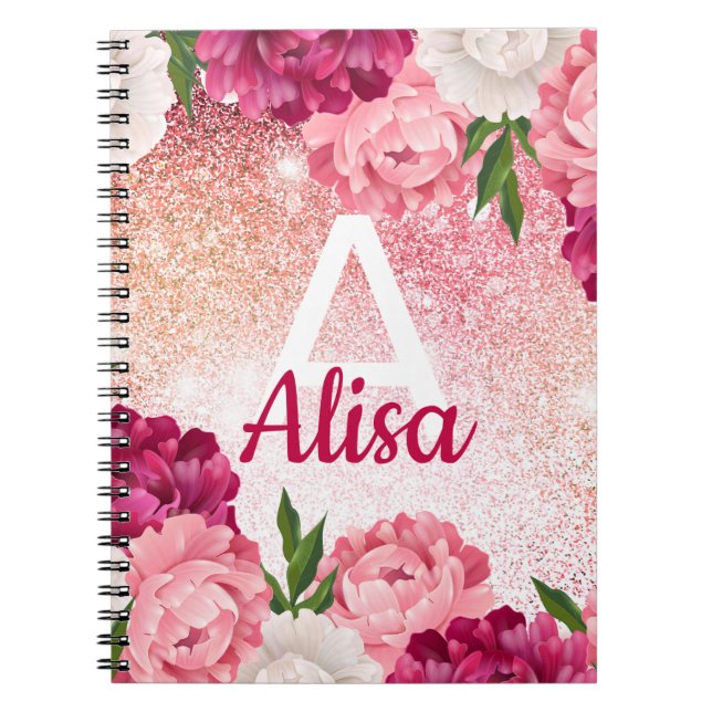 Caderno Espiral Rosas Florais design (Frente)