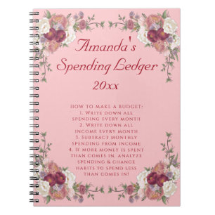 Caderno Espiral Rosas Florais Razão do Orçamento Iniciante Noteboo