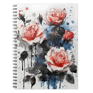 Caderno Espiral Rosas - Flores de aquarela