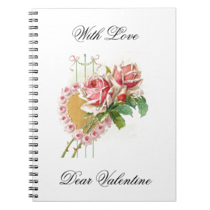 Caderno Espiral Rosas Namorados Vitorianos Bonitos