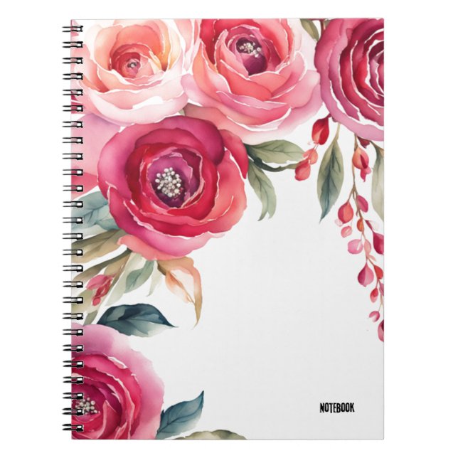 Caderno Espiral Rosas pintados | Diário para notebook (Frente)