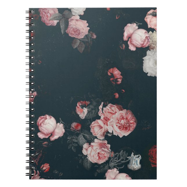 Caderno Espiral Rosas Quadradas Flóridas Rosa Quadradas Elegantes  (Frente)