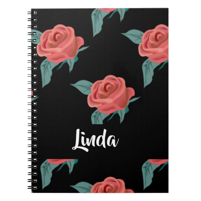 Caderno Espiral Rosas rosa a preto (Frente)
