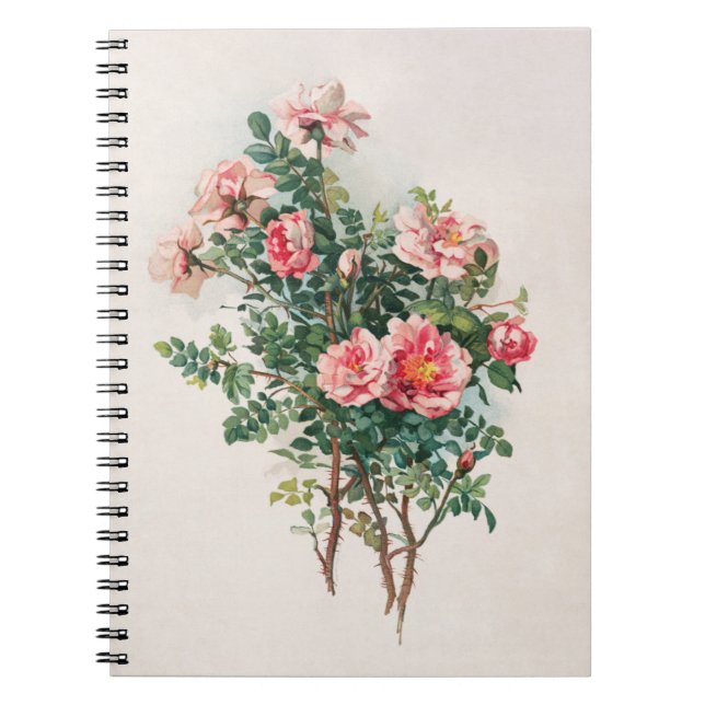 Caderno Espiral Rosas Rosa de Aquarela (Frente)