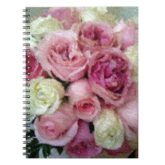 Caderno Espiral Rosas rosa e brancas (Frente)