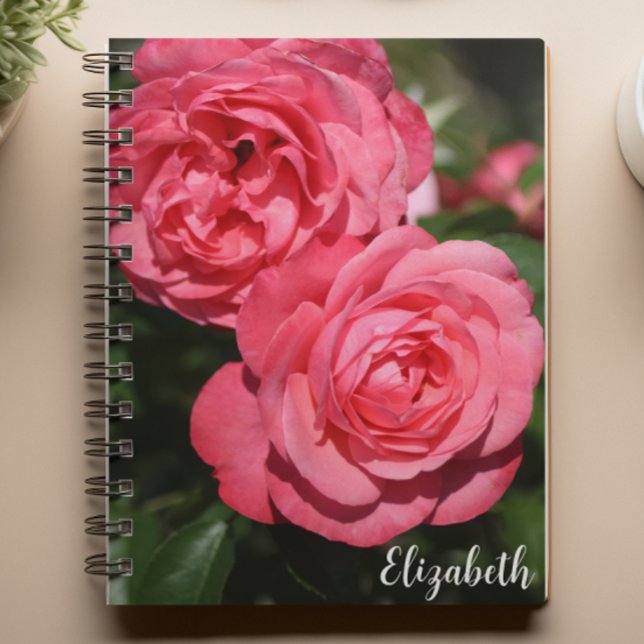 Caderno Espiral Rosas Rosa Fotografia Floral Personalizada Elegant (Criador carregado)
