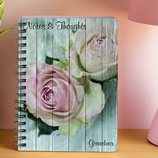 Caderno Espiral Rosas rosa pálidas do chique, Diário de notebook (Criador carregado)