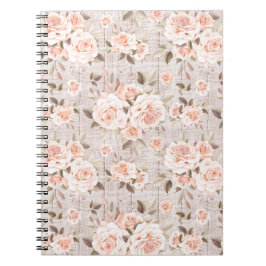 Caderno Espiral Rosas Russos de Madeira e Vintage Chique Romântico