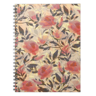 Caderno Espiral rosas selvagens primavera: padrão de aquarelas.