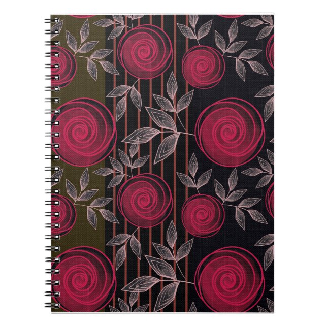 Caderno Espiral Rosas vermelhas a preto. (Frente)