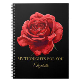 Caderno Espiral Rosas vermelhas a preto com script Dourado persona