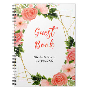 Caderno Espiral Rosas Vermelhas Corais com Folhagem