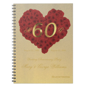 Caderno Espiral rosas vermelhas de Guestbook do Partido dos Aniver