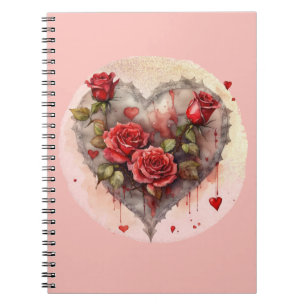 Caderno Espiral Rosas Vermelhas do Dia dos Namorados