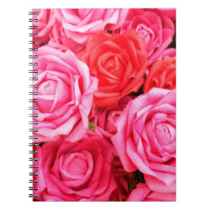 Caderno Espiral Rosas vermelhas e rosa lindas