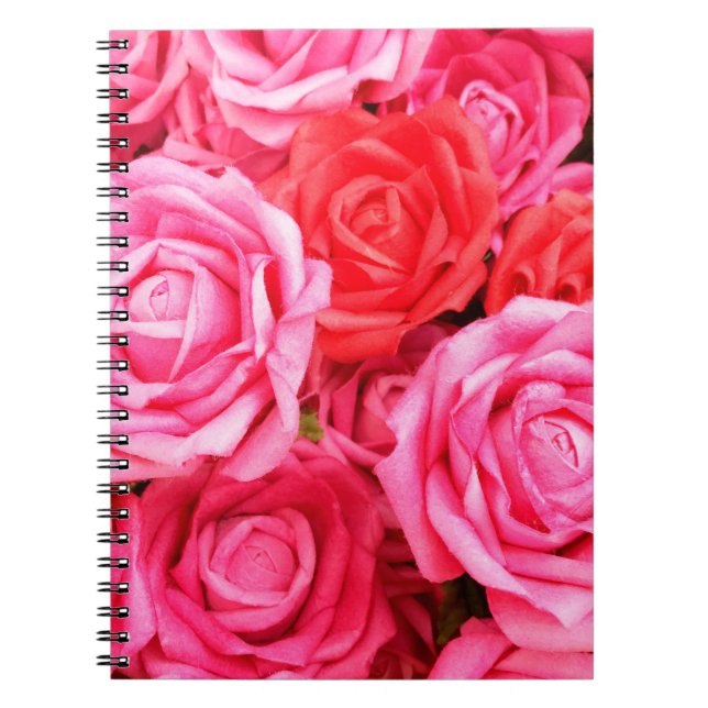 Caderno Espiral Rosas vermelhas e rosa lindas (Frente)