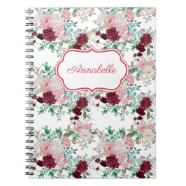 Caderno Espiral Rosas Vermelhas e Rosadas Românticas Personalizada