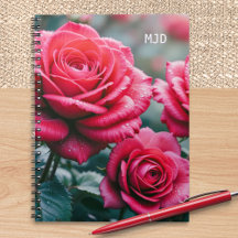 Rosas Vermelhas Floral Monogramada Elegante Encade