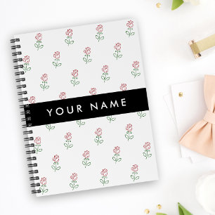 Caderno Espiral Rosas vermelhas, Padrão De Rosas, Seu Nome