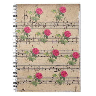Caderno Espiral Rosas Vintage e Folha de Música