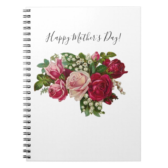 Caderno Espiral Rosas vitorianos clássicos Lily do Vale Romance (Frente)