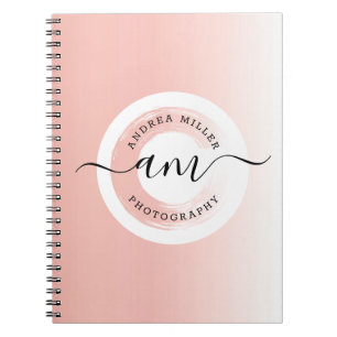 Caderno Espiral Rose Gold Minimalista Logotipo Personalizado Elega