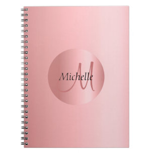 Caderno Espiral Rosegold Elegant Monograma Moderno Modelo