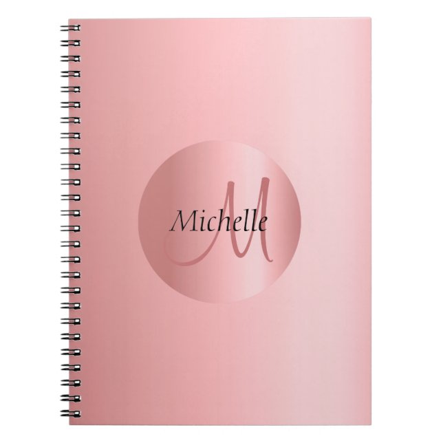 Caderno Espiral Rosegold Elegant Monograma Moderno Modelo (Frente)