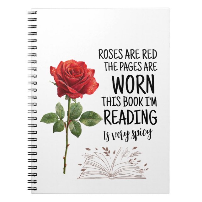 Caderno Espiral Roses Are Red This Book Is Very Spicy Book Lover  (Frente)