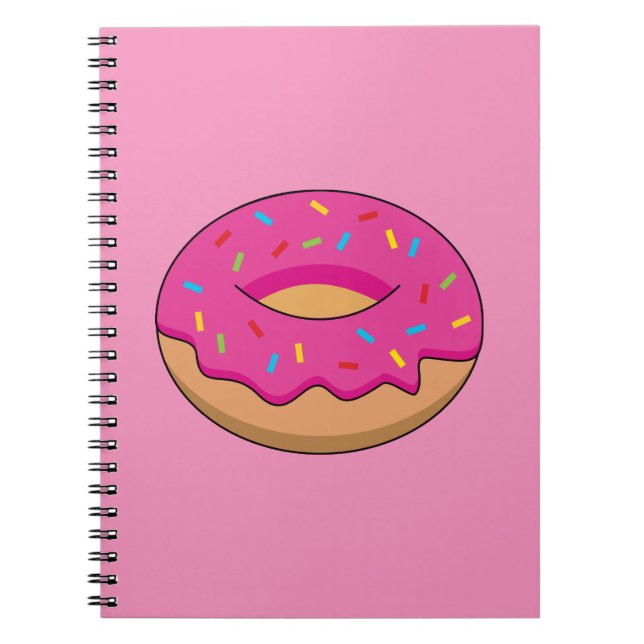 Caderno Espiral Rosquinha de Morango com Cartoon de Sprinkles (Frente)
