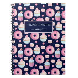 Caderno Espiral Rosquinhas, cupcakes e macarões