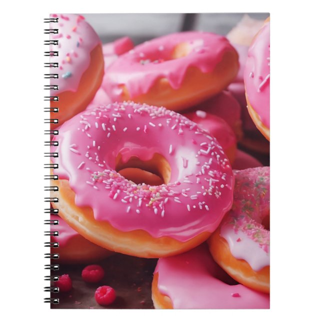 Caderno Espiral Rosquinhas de morango rosa (Frente)