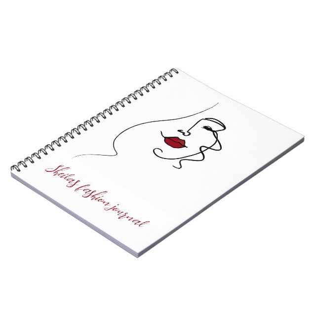 Caderno Espiral Rosto da Mulher Desenho de Linha (Left Side)