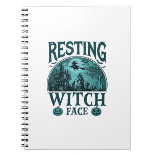 Caderno Espiral Rosto de Bruxa em Repouso Halloween Casa Assombrad