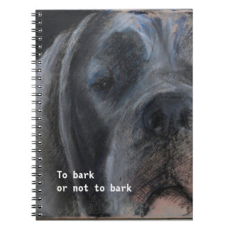 Caderno Espiral Rosto de Dogue Alemão Azul