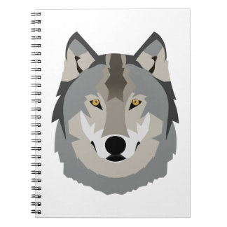 Caderno Espiral Rosto de lobo, Cinza, bonito e Legal, animal ilust