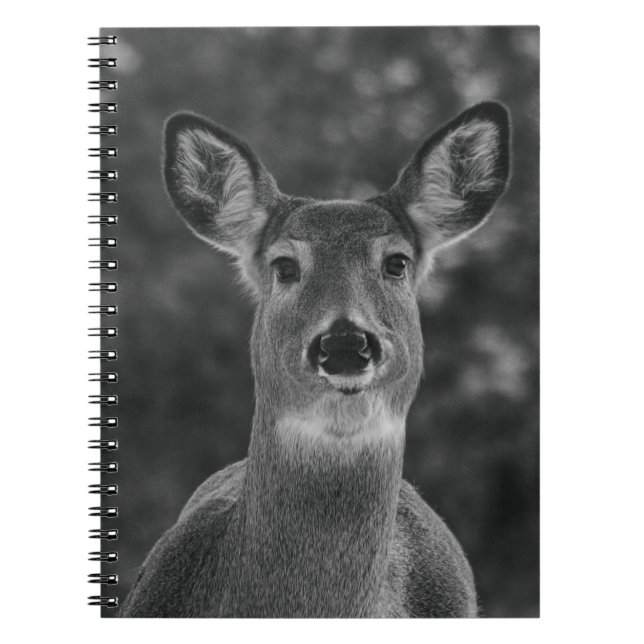 Caderno Espiral Rosto De Veado Preto E Branco (Frente)