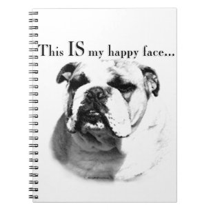 Caderno Espiral Rosto Feliz do Buldogue