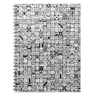 Caderno Espiral Rostos de Desenhos Animados Engraçados Quadrados