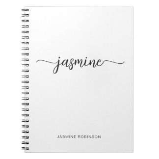 Caderno Espiral Roteiro de Nome de Monograma de Garota Branco Mini