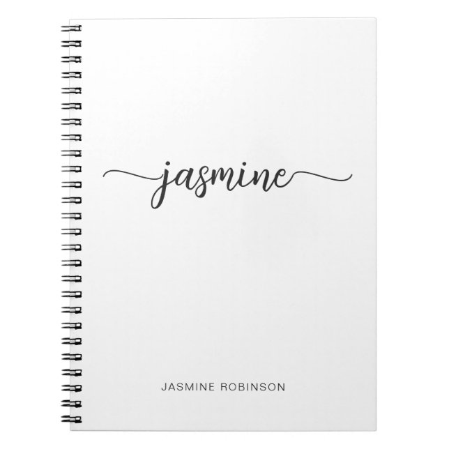 Caderno Espiral Roteiro de Nome de Monograma de Garota Branco Mini (Frente)